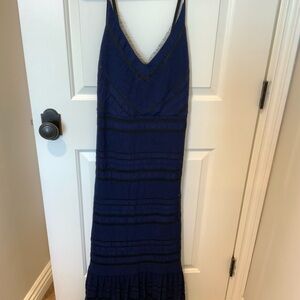 BCBGMaxAzria Deep Blue V-Neck Strappy Maxi Dress